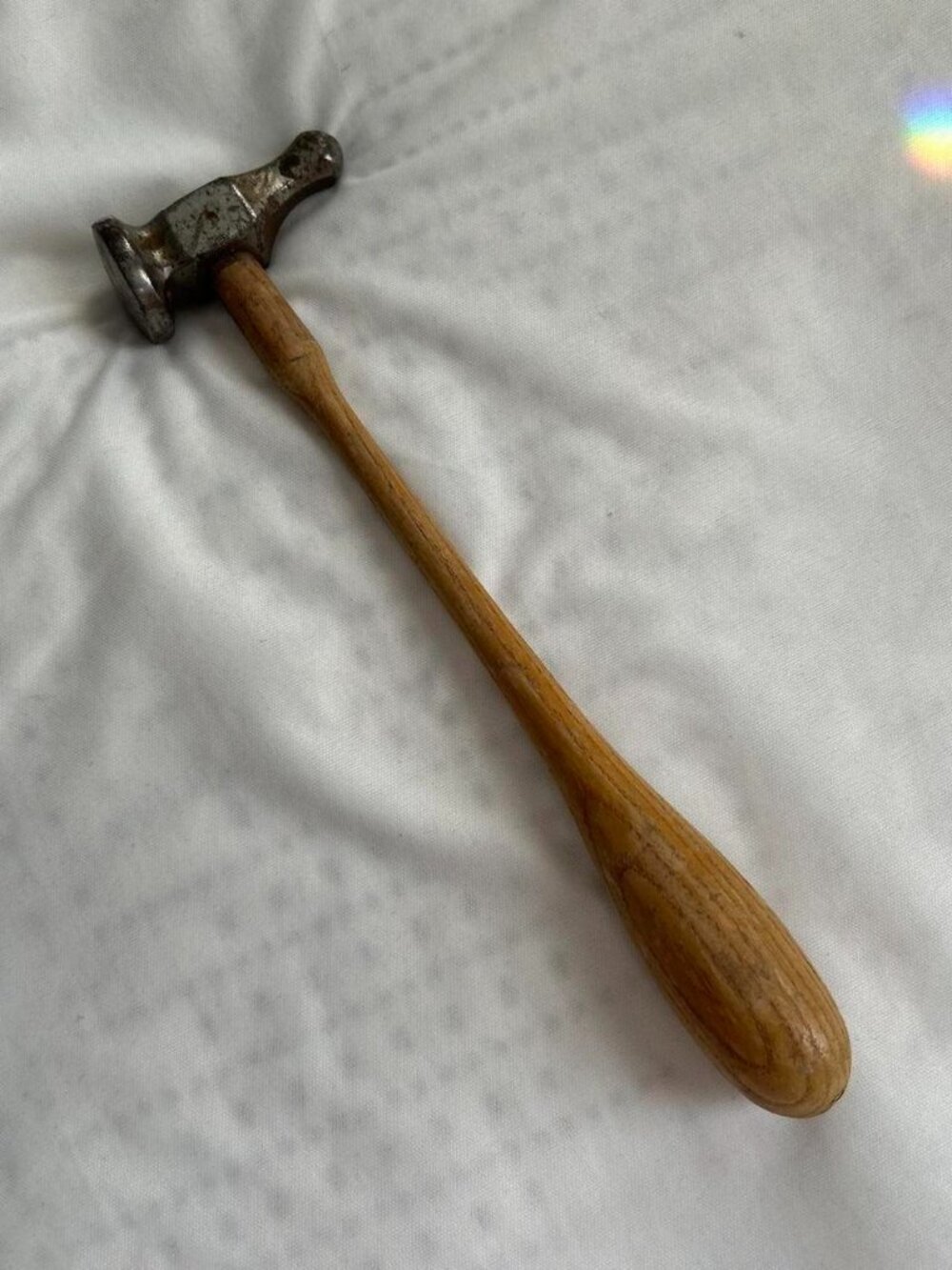Vintage Small Ball Peen Steel Hammer with Wooden Handle, Possibly Craftsman